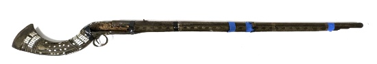 Antique Afghan Gezail Flintlock Rifle with Stock Inlay