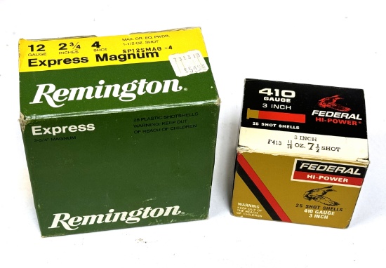 25Rds. Of 12 GA 4-Shot and 5Rds. Of 410 GA 7.5-Shot Ammunition