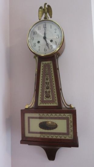 Vintage Seth Thomas Banjo Wall Clock with Brass Eagle Finial