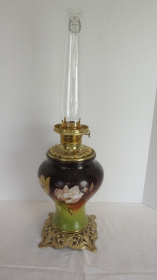 Vintage B&P Handpainted Electrified Oil Lamp