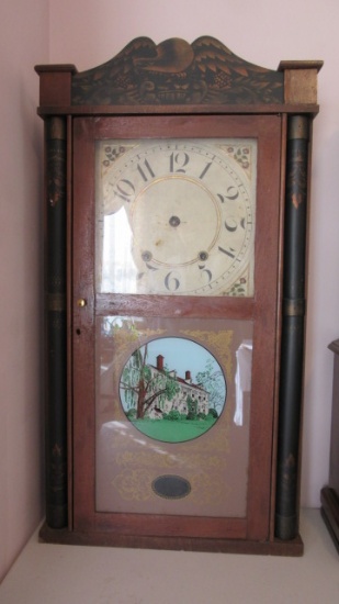 Antique Silas Hoadley Column and Splat Mantle Clock