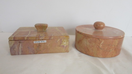 Two Carved Marble Vanity Boxes