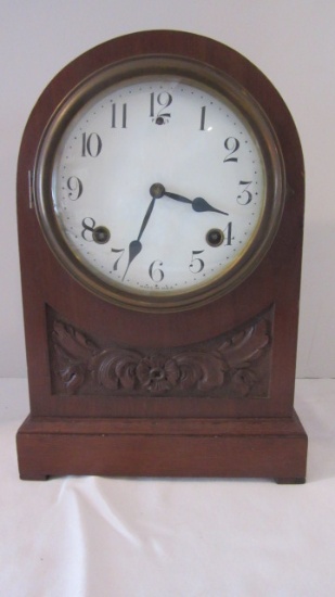 Vintage Carved Wood Mantle Clock Made in USA