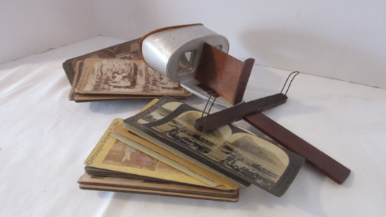 Antique 1901 Underwood & Underwood Stereoscope and 35+/- Victorian People