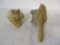 Two Vintage Hand Carved Lichen Tree Knot Animal Carvings