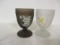Two Frosted Hand Decorated Goblets