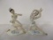 Two Handpainted Porcelain Ballerinas with Applied Flowers