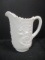 Milk Glass Pitcher with Windmill Relief Design