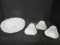 Three Pear Shaped Milk Glass Tidbit Dishes and Footed Centerpiece/Fruit Bowl