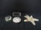Lucite Starfish Pen Holder, Seashell Paperweight, Seashell Souvenir Jar and