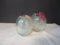 Two Opalescent Art Glass Plums