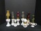 Grouping of 8 Porcelain Mini Oil Lamps - Flowers