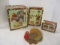 3 New Old Stock Autumn Accents Ceramic Serving Pieces and Wood Turkey