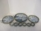 3 German Porcelain Round Trays and 6 Coasters with Silver Metal Edges