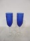 Pair of Cobalt Blue Flutes with Clear Stems