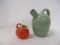 Green Mohawk Pottery Jug and Orange Hall Pottery Style Creamer
