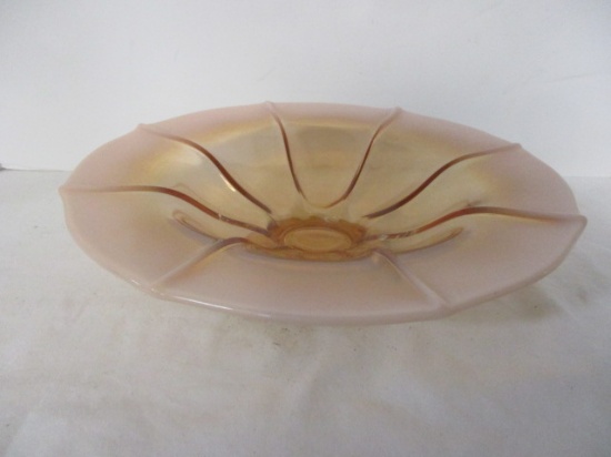 Peach Opalescent Footed Console Bowl