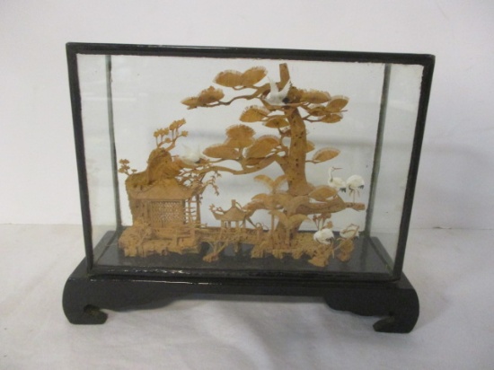 Vintage Chinese Carved Cork Diorama