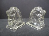 Pair of Pressed Glass Horse Head Bookends