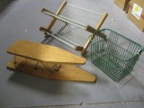 Wire Coated Basket, Wire Coated Folding Dish Drainer and Small Wooden