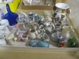Miniature Pitchers, Urns, Baskets, Boyd Slag Glass Mustang, Dutch Girl Head Vase, etc.