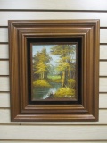 Barkson Signed Original Fall Landscape Painting on Board
