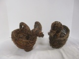 2 Woven Twigs Baskets - Swan and Ram