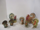 Collection of 7 Turkey Figurines and Pitchers