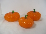 3 Blown-Glass Pumpkins