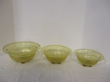 3 Piece Amber Glass Nesting Bowl Set