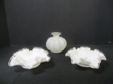 Pair of Silver Crest Ruffle Bonbon Dishes and Fluted Vase