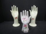 Pair of Formalities Hand Jewelry Stands and Handpainted Porcelain Hand Jewelry Stand