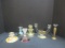 5 Art Glass Candleholders & 1 Bud Vase