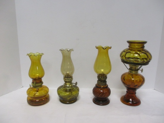 4 Amber Oil Lamps