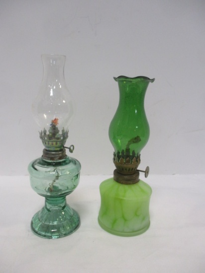 Green Oil Lamps (Lot of 2)