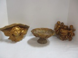1 Pedestal Resin Compote & 2 Wall Art Pieces