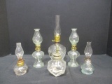 6 Clear Glass Oil Lamps