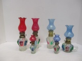 6 Stain Glass Style Oil Lamps