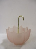 Vintage Fenton Frosted Satin Glass Umbrella Candy Dish