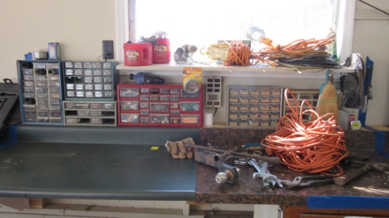 Six Fastener Organizers, Extension Cord Work Lights, Wrenches, Extension Cords,