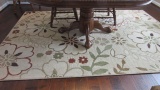 All Over Floral Design Beige/Rust/Brown Bound Area Rug and Non Slip Pad