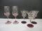 Libbey Plum Glass Cocktail Stems & Plum Pink Wine Goblets