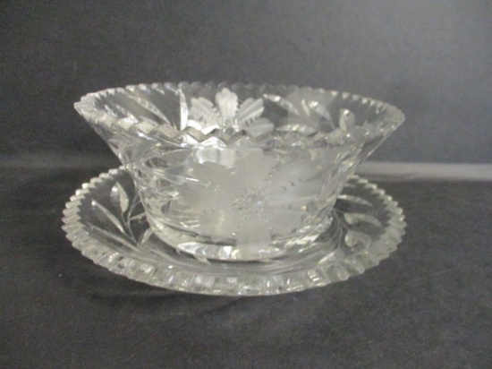 Crystal Bowl w/underplate Pressed Glass