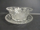 Crystal Bowl w/underplate Pressed Glass
