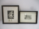 2 Pencil Signed Framed Prints (Josh Loughlin) 7 1/2 x 8 1/2 &