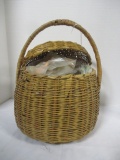 Woven Handled Basket w/Embroidery Thread