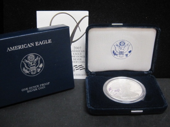 2007 American Eagle 1 oz. Silver Proof Coin in Box w/ COA
