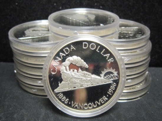 Lot of (12) 1986 Canadian Proof Silver Dollars