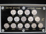 Collection of 15 Mercury Dimes