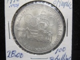 1976 Innsbruck Olympic 100 Schilling Silver Coin
